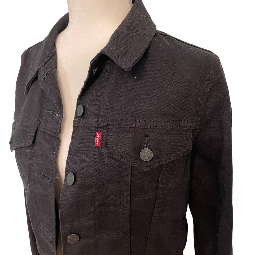 Levis Black Denim Jacket S Grunge Neutral Matte Black Buttons Trucker Capsule - Picture 2 of 6